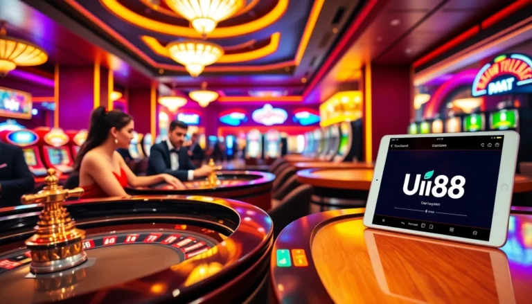 Exciting roulette game at nhà cái UU88 casino with players enjoying their bets.